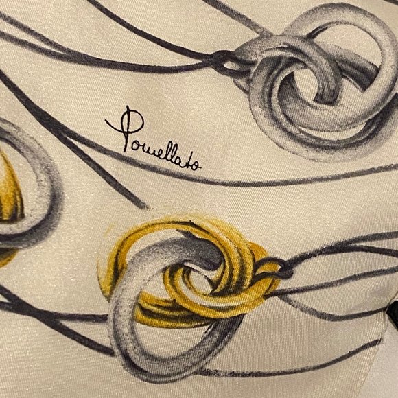 POMELLATO Gold Silver Necklace Graphic Silk Scarf! - Picture 3 of 7